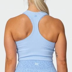 Muscle Nation Classic Rib Cropped Tank - Periwinkle Welcome To The Club 14 Muscle Nation Classic Rib Cropped Tank - Periwinkle Welcome To The Club