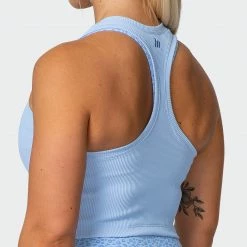 Muscle Nation Classic Rib Cropped Tank - Periwinkle Welcome To The Club 13 Muscle Nation Classic Rib Cropped Tank - Periwinkle Welcome To The Club