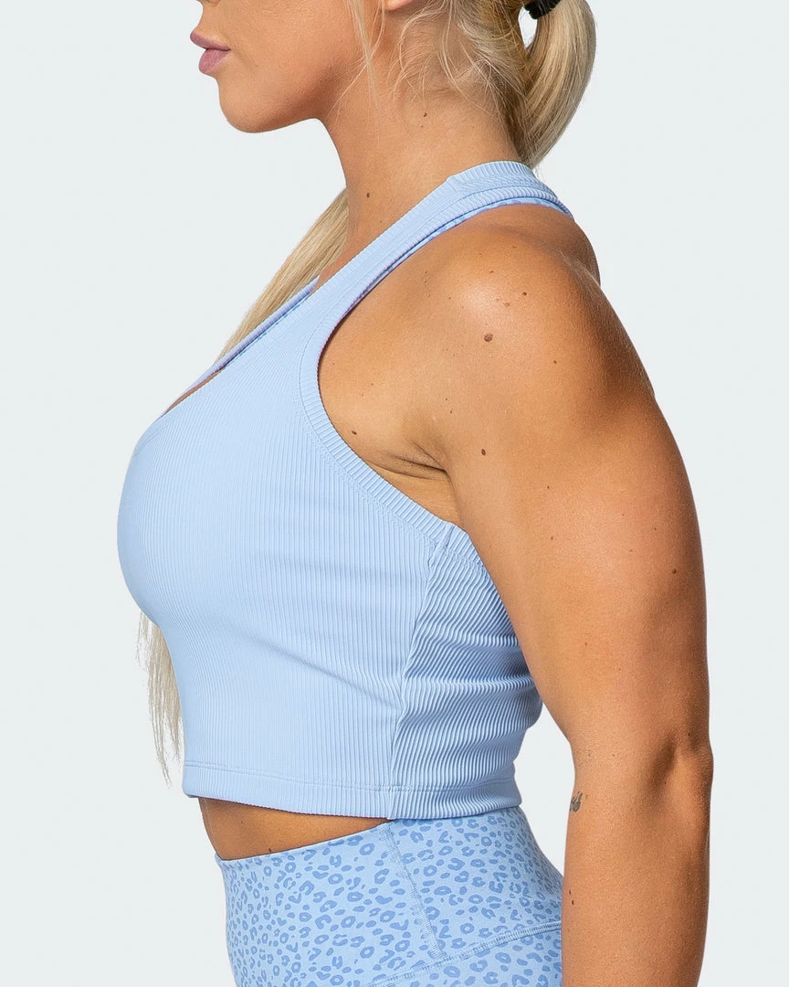 Muscle Nation Classic Rib Cropped Tank - Periwinkle Welcome To The Club 6 Muscle Nation Classic Rib Cropped Tank - Periwinkle Welcome To The Club
