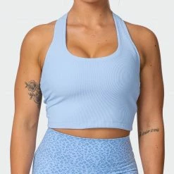 Muscle Nation Classic Rib Cropped Tank - Periwinkle Welcome To The Club