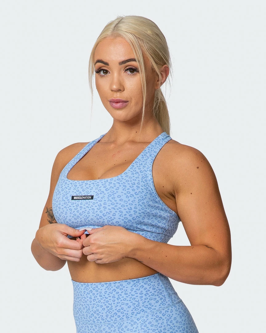 Muscle Nation Flex Bra - Periwinkle Mini Cheetah Print 3 Muscle Nation Flex Bra - Periwinkle Mini Cheetah Print