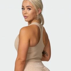 Muscle Nation Classic Rib Cropped Tank - Brown Sugar