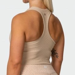 Muscle Nation Classic Rib Cropped Tank - Brown Sugar