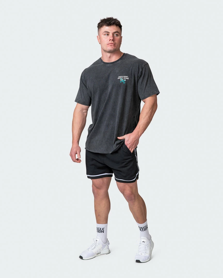 Muscle Nation Mens MN Club Oversized Vintage Tee - Washed Black 9 Muscle Nation Mens MN Club Oversized Vintage Tee - Washed Black