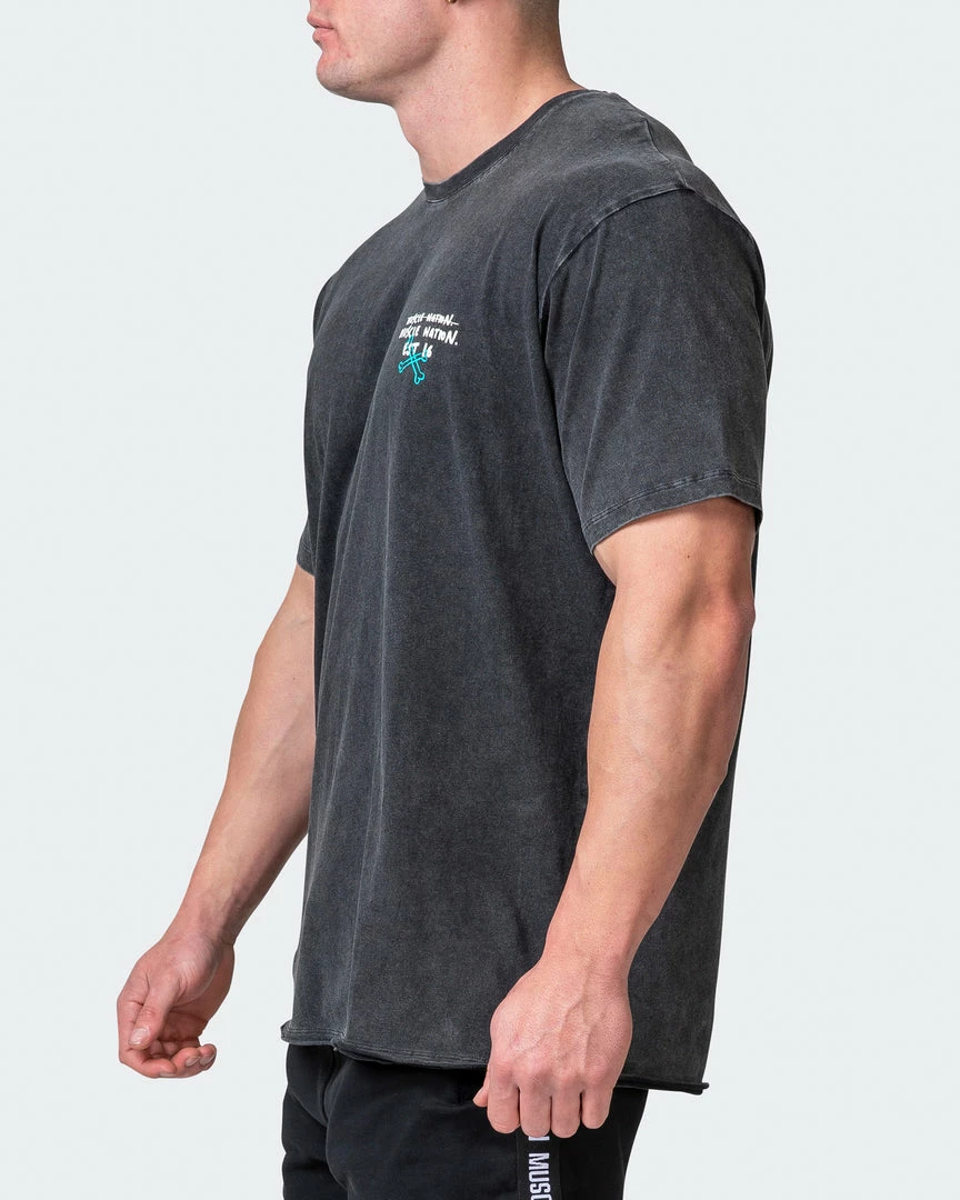 Muscle Nation Mens MN Club Oversized Vintage Tee - Washed Black 6 Muscle Nation Mens MN Club Oversized Vintage Tee - Washed Black