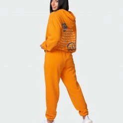 Muscle Nation Womens MN Squad Oversized Vintage Hoodie - Washed Fireball