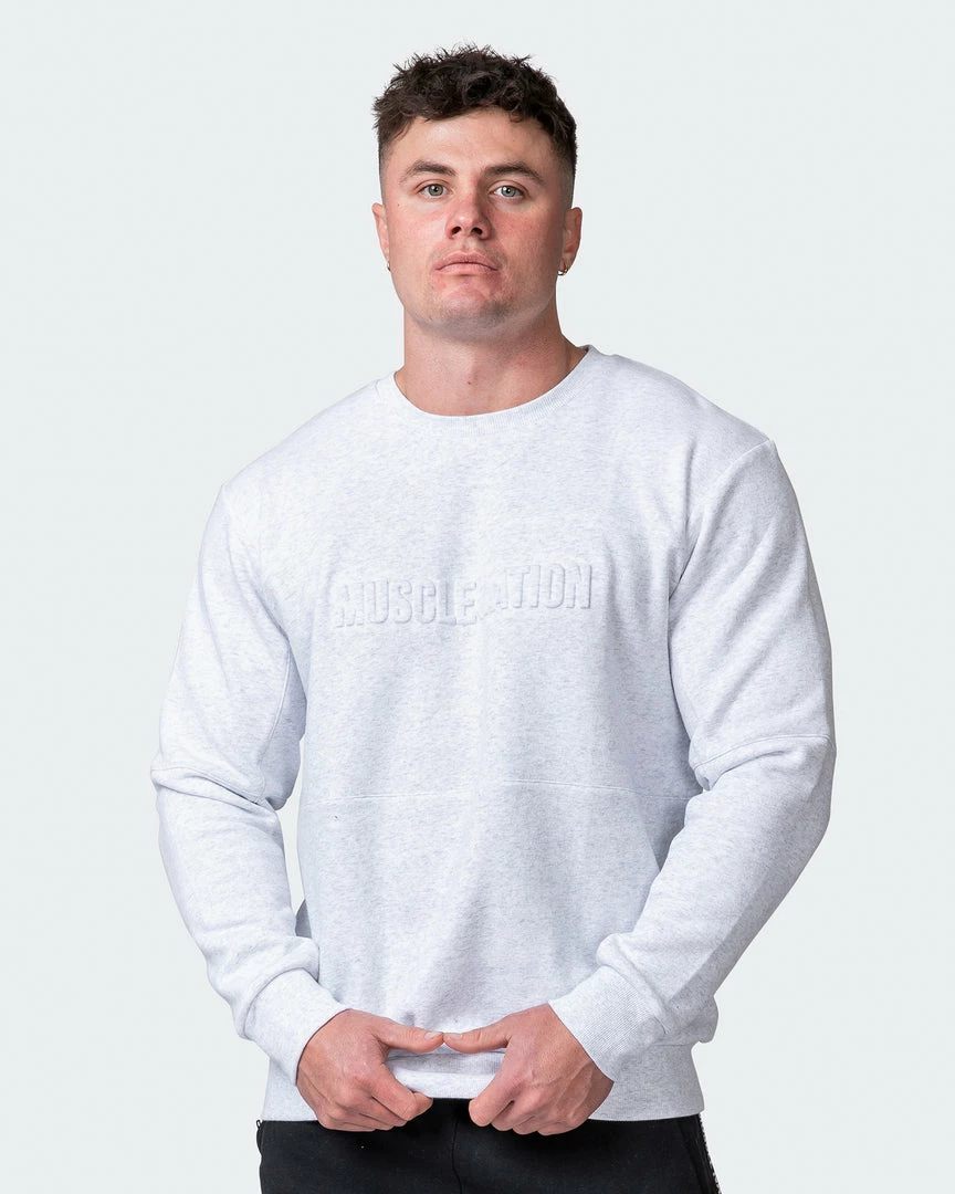 Muscle Nation Welcome To The Club Mens Lounge Jumper - White Marl 3 Muscle Nation Welcome To The Club Mens Lounge Jumper - White Marl