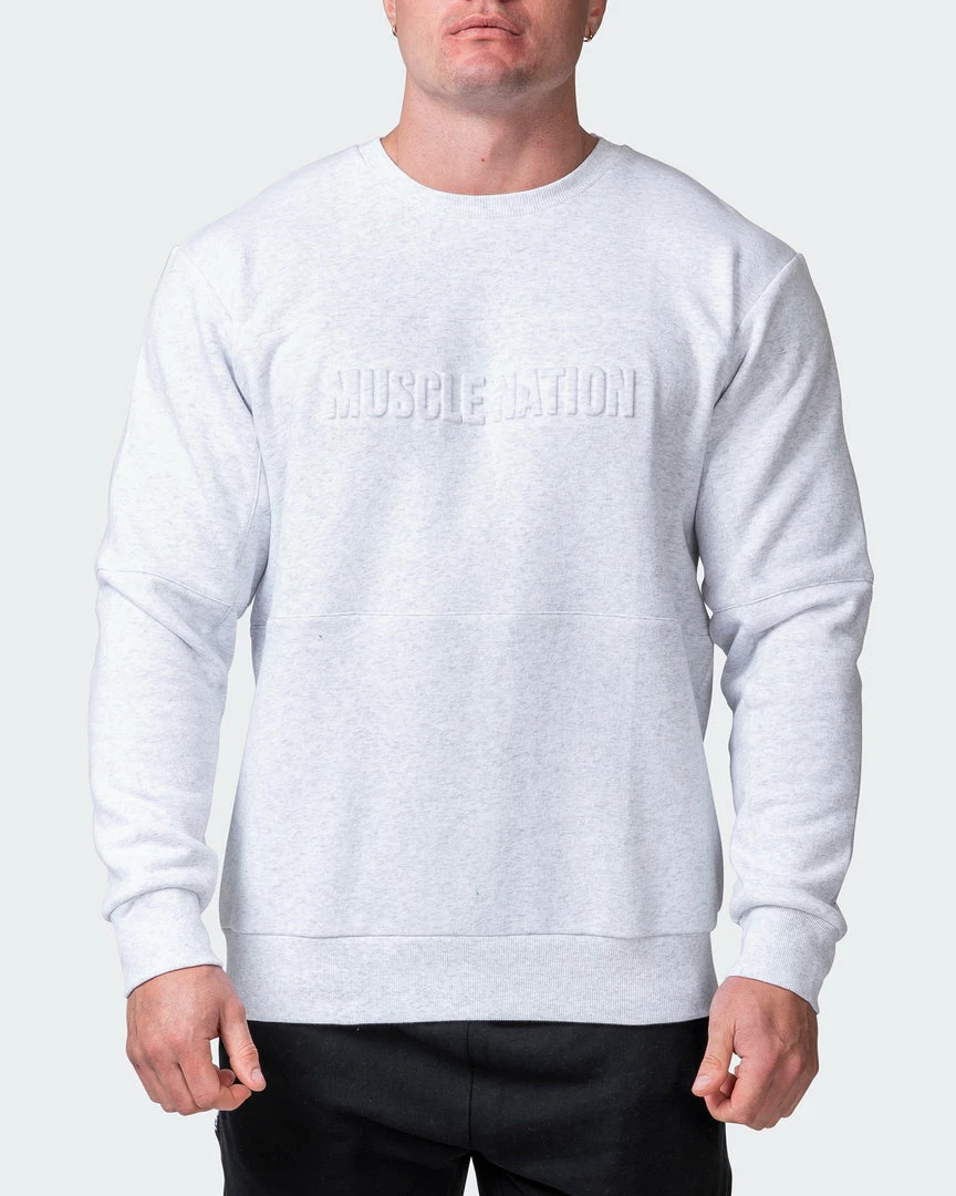 Muscle Nation Welcome To The Club Mens Lounge Jumper - White Marl 4 Muscle Nation Welcome To The Club Mens Lounge Jumper - White Marl