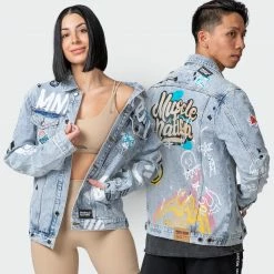 Muscle Nation Welcome To The Club Unisex Limited Edition Denim Jacket - Washed Denim