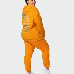 Muscle Nation Womens MN Squad Oversized Vintage Hoodie - Washed Fireball