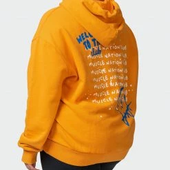 Muscle Nation Womens MN Squad Oversized Vintage Hoodie - Washed Fireball