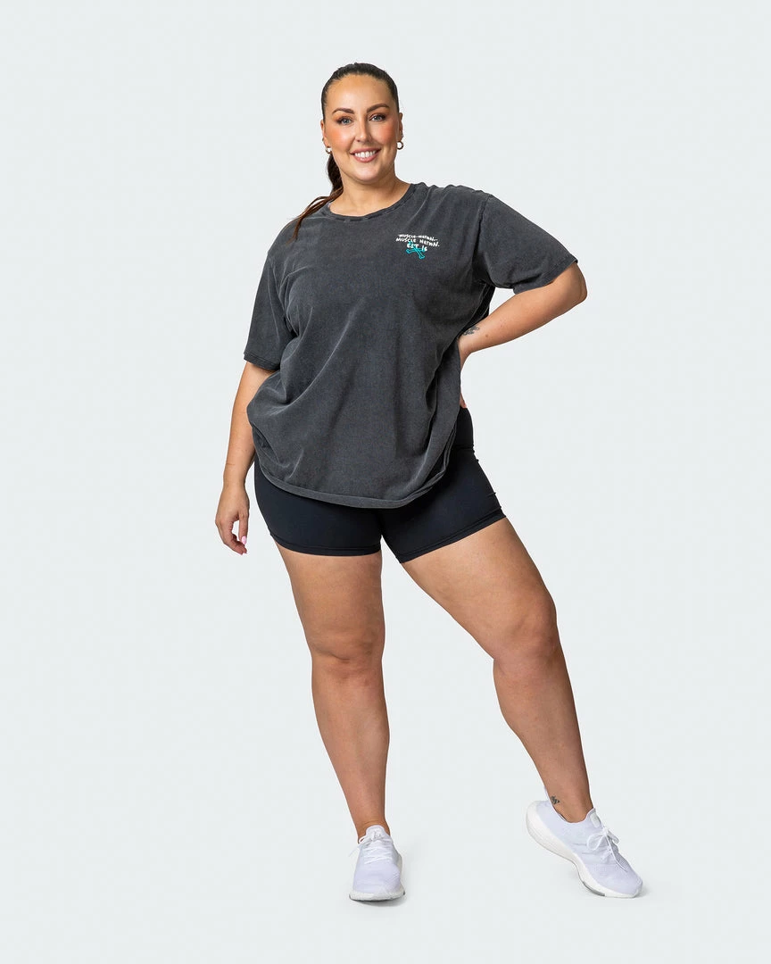 Muscle Nation Womens MN Club Oversized Vintage Tee - Washed Black 8 Muscle Nation Womens MN Club Oversized Vintage Tee - Washed Black