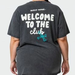 Muscle Nation Womens MN Club Oversized Vintage Tee - Washed Black 13 Muscle Nation Womens MN Club Oversized Vintage Tee - Washed Black