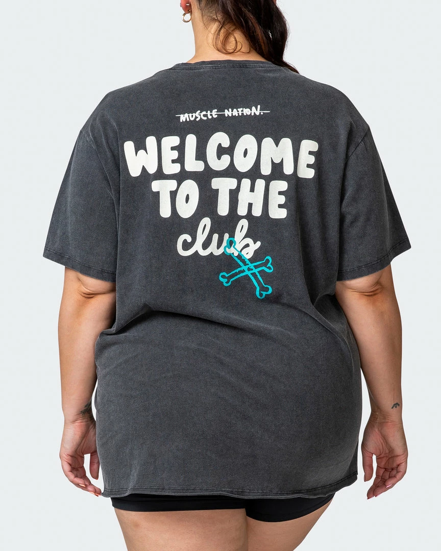 Muscle Nation Womens MN Club Oversized Vintage Tee - Washed Black 7 Muscle Nation Womens MN Club Oversized Vintage Tee - Washed Black