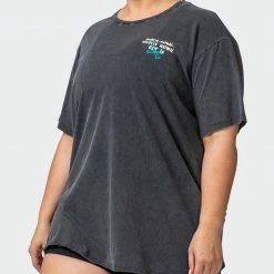 Muscle Nation Womens MN Club Oversized Vintage Tee - Washed Black