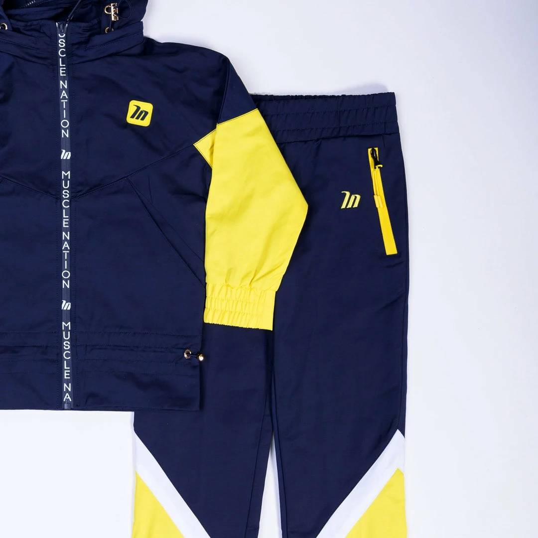 MN Sale Womens Kids MN Retro Tracksuit Pants - Navy / Yellow 12 MN Sale Womens Kids MN Retro Tracksuit Pants - Navy / Yellow