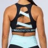 Muscle Nation Knockout Bra - Black With Sky Blue Womens