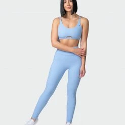Muscle Nation Zero Rise Rib Ankle Length Leggings - Periwinkle Welcome To The Club