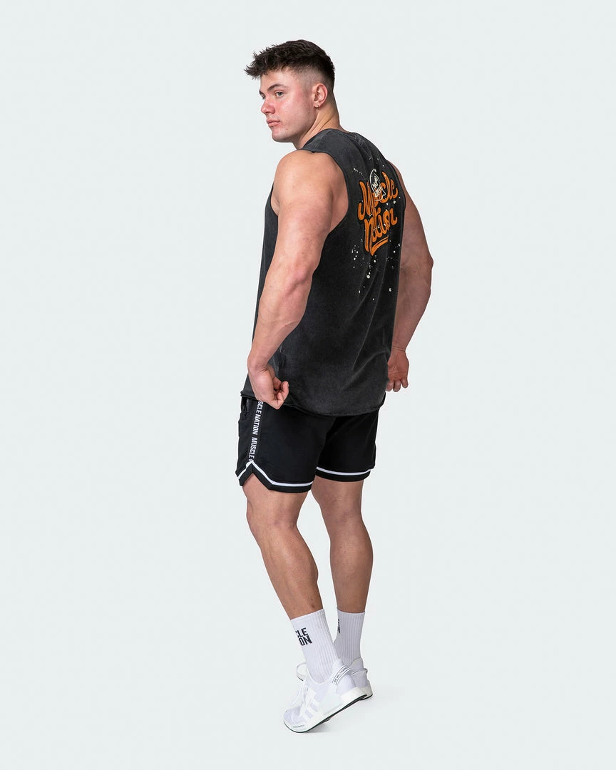Muscle Nation Mens Graffiti Tag Vintage Tank - Washed Black 9 Muscle Nation Mens Graffiti Tag Vintage Tank - Washed Black