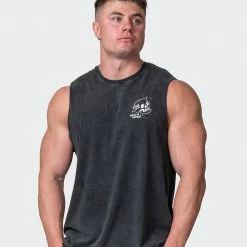 Muscle Nation Mens Graffiti Tag Vintage Tank - Washed Black