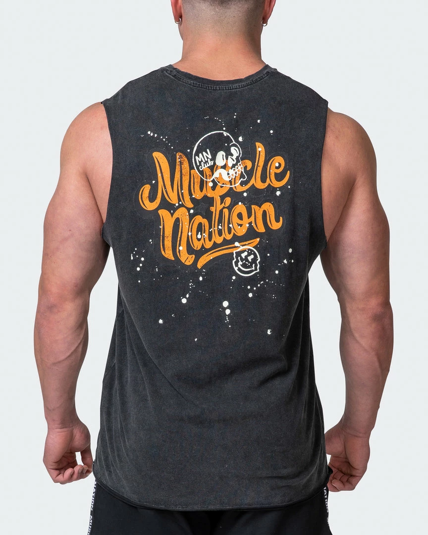 Muscle Nation Mens Graffiti Tag Vintage Tank - Washed Black 8 Muscle Nation Mens Graffiti Tag Vintage Tank - Washed Black