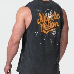 Muscle Nation Mens Graffiti Tag Vintage Tank - Washed Black 13 Muscle Nation Mens Graffiti Tag Vintage Tank - Washed Black