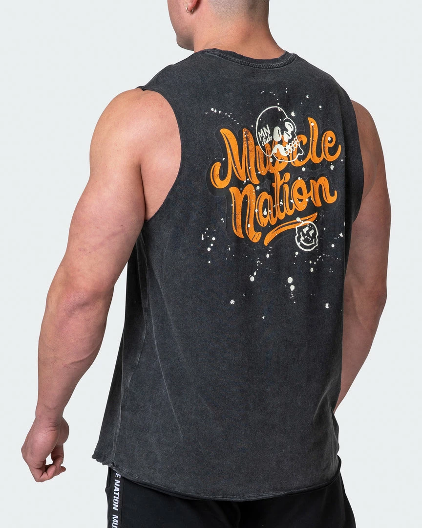 Muscle Nation Mens Graffiti Tag Vintage Tank - Washed Black 7 Muscle Nation Mens Graffiti Tag Vintage Tank - Washed Black