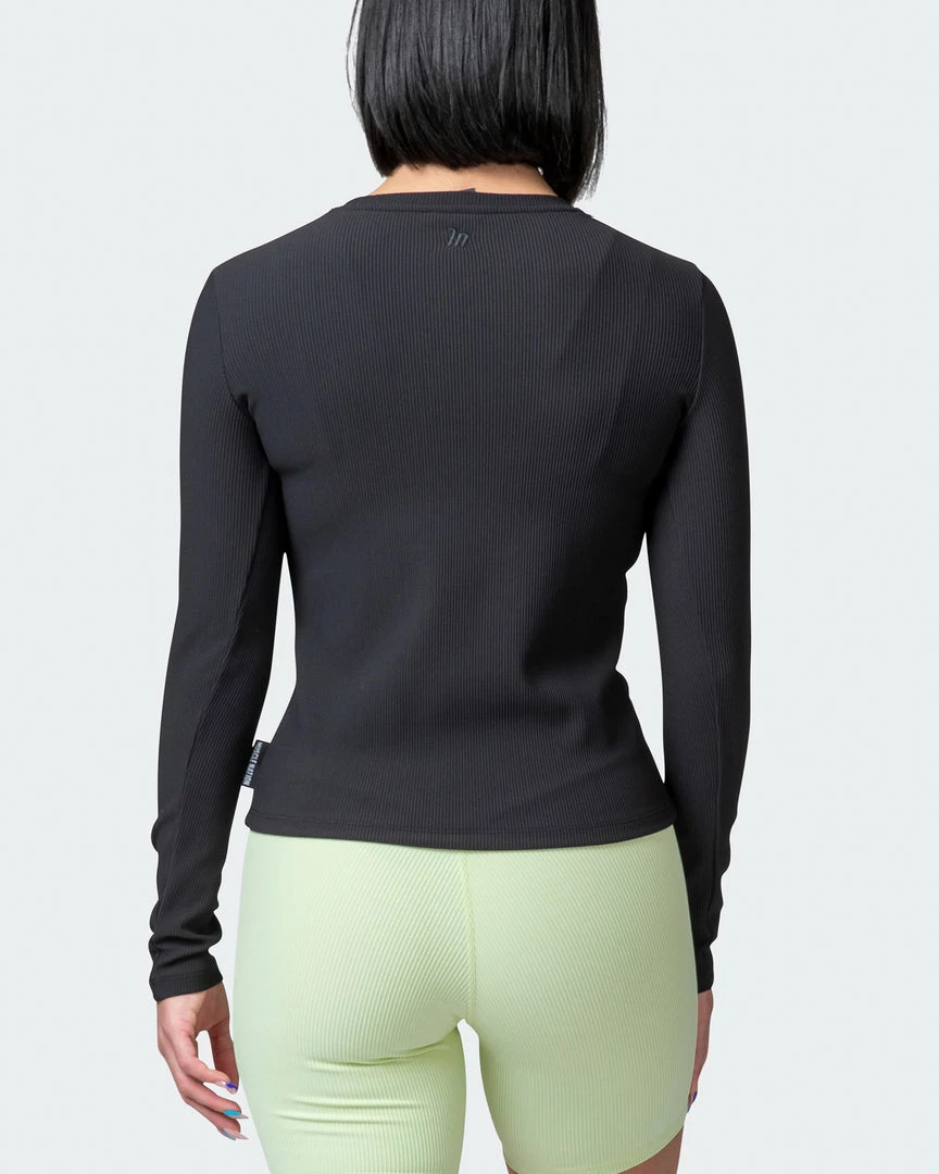 Muscle Nation Classic Ribbed Long Sleeve Top - Black Welcome To The Club 8 Muscle Nation Classic Ribbed Long Sleeve Top - Black Welcome To The Club