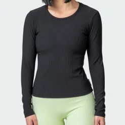 Muscle Nation Classic Ribbed Long Sleeve Top - Black Welcome To The Club