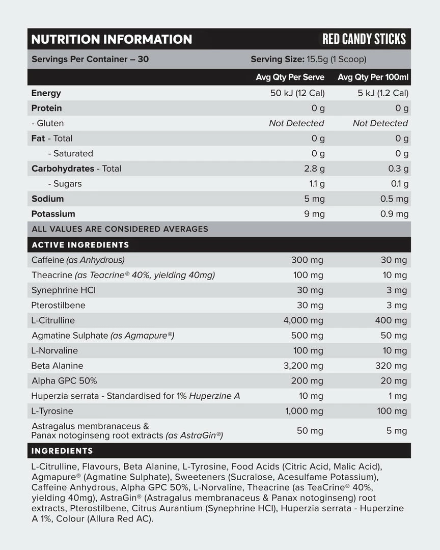 Muscle Nation LEGACY Pre Workout Energy - Red Candy Sticks - 30 Serves 30% EOFY SALE 7 Muscle Nation LEGACY Pre Workout Energy - Red Candy Sticks - 30 Serves 30% EOFY SALE