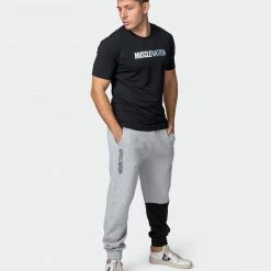 Muscle Nation Fast Break Trackies - Light Grey Marl/Black Winter