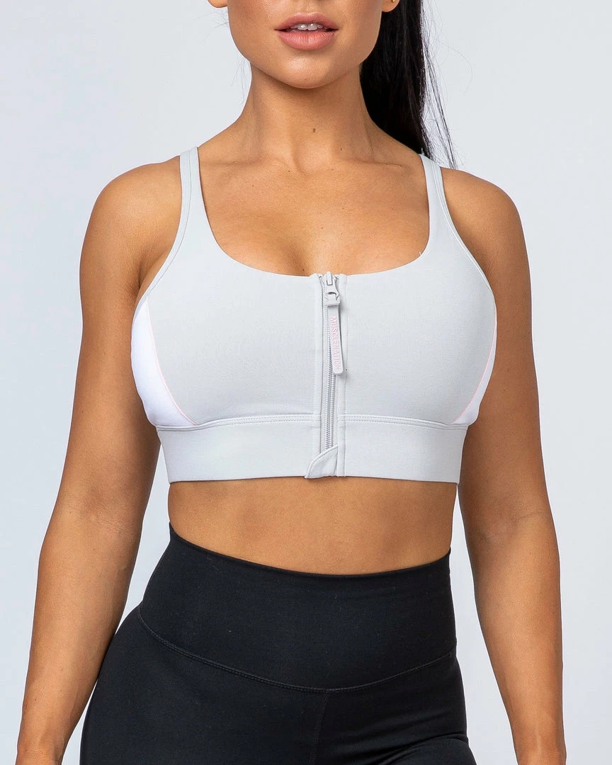 Muscle Nation Womens Locked & Loaded Bra - Grey/White 3 Muscle Nation Womens Locked & Loaded Bra - Grey/White