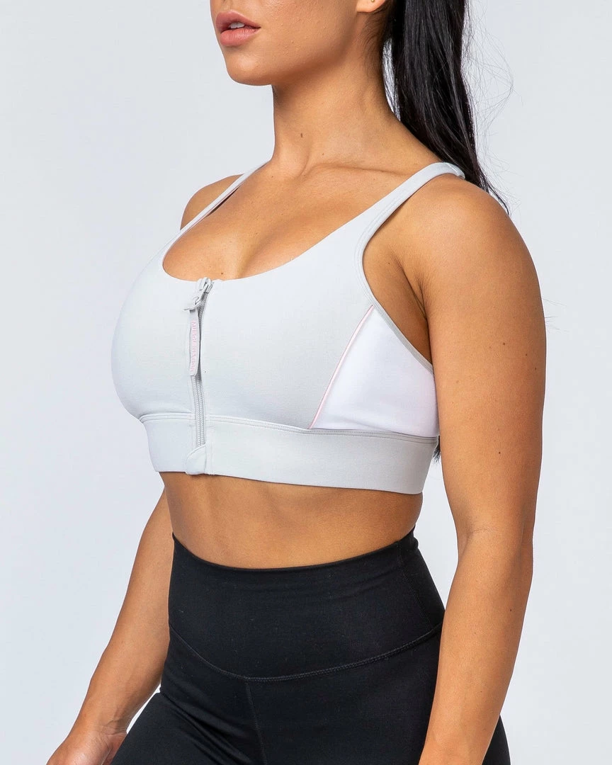 Muscle Nation Womens Locked & Loaded Bra - Grey/White 10 Muscle Nation Womens Locked & Loaded Bra - Grey/White