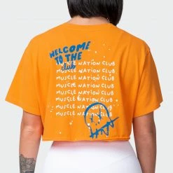 Muscle Nation Welcome To The Club MN Club Cropped Vintage Tee - Washed Fireball