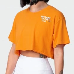 Muscle Nation Welcome To The Club MN Club Cropped Vintage Tee - Washed Fireball