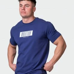 Muscle Nation Welcome To The Club Slash Tee - Dark Cobalt