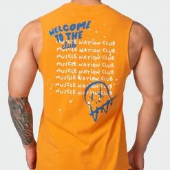 Muscle Nation Mens MN Squad Vintage Tank - Washed Fireball Welcome To The Club