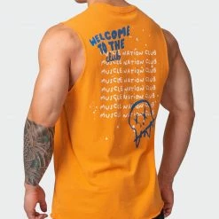 Muscle Nation Mens MN Squad Vintage Tank - Washed Fireball Welcome To The Club
