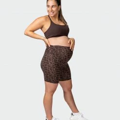Muscle Nation Maternity Everyday Bike Short - Tonal Giraffe Print 30% EOFY SALE