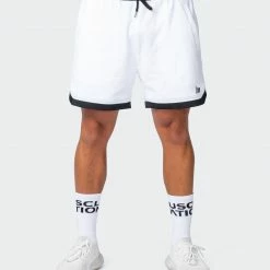 Muscle Nation Basketball 5" Shorts - White 30% EOFY SALE