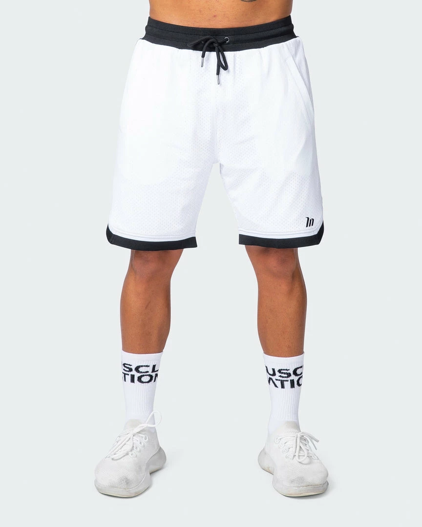 Muscle Nation 30% EOFY SALE Basketball 8" Shorts - White 4 Muscle Nation 30% EOFY SALE Basketball 8" Shorts - White