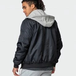 Muscle Nation Mens Bomber Jacket - Black Athletica