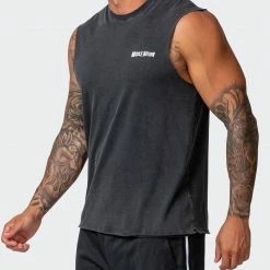 Muscle Nation Box Wave Vintage Tank - Washed Black 10 Muscle Nation Box Wave Vintage Tank - Washed Black