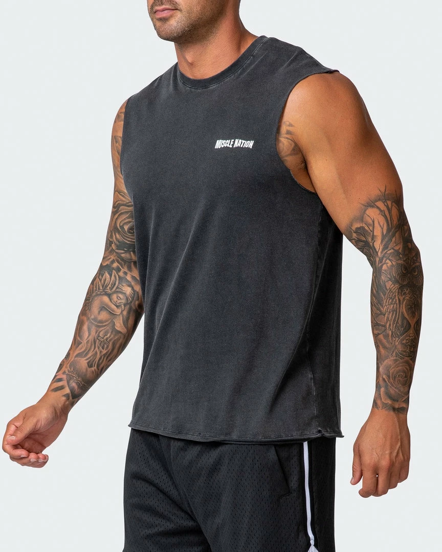 Muscle Nation Box Wave Vintage Tank - Washed Black 5 Muscle Nation Box Wave Vintage Tank - Washed Black