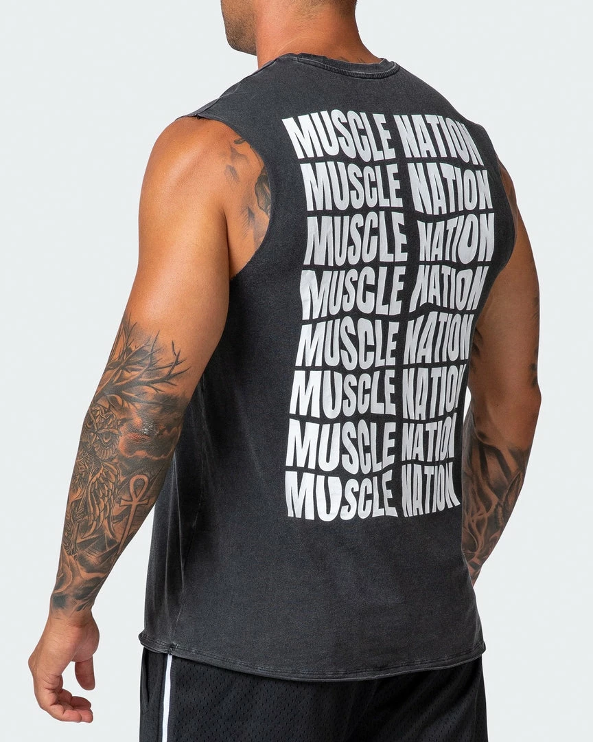 Muscle Nation Box Wave Vintage Tank - Washed Black 6 Muscle Nation Box Wave Vintage Tank - Washed Black