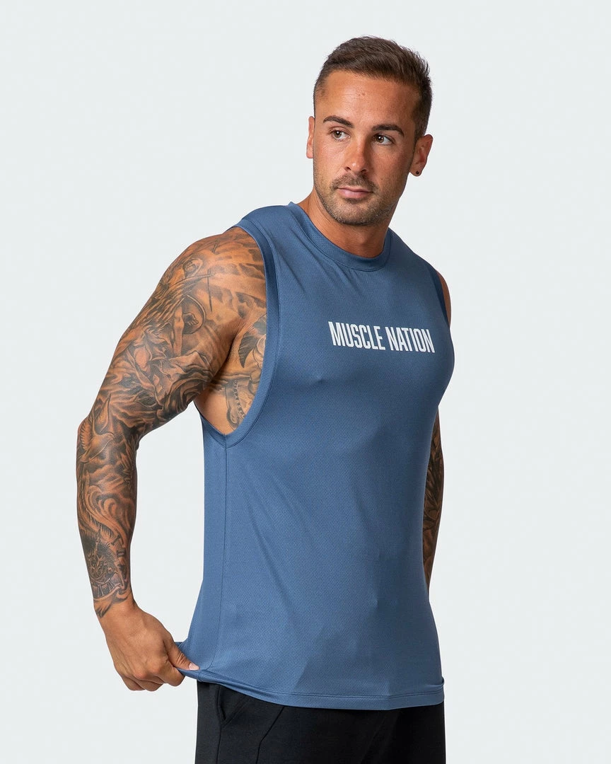 Muscle Nation Mens Burly Training Tank - Denim Blue 3 Muscle Nation Mens Burly Training Tank - Denim Blue