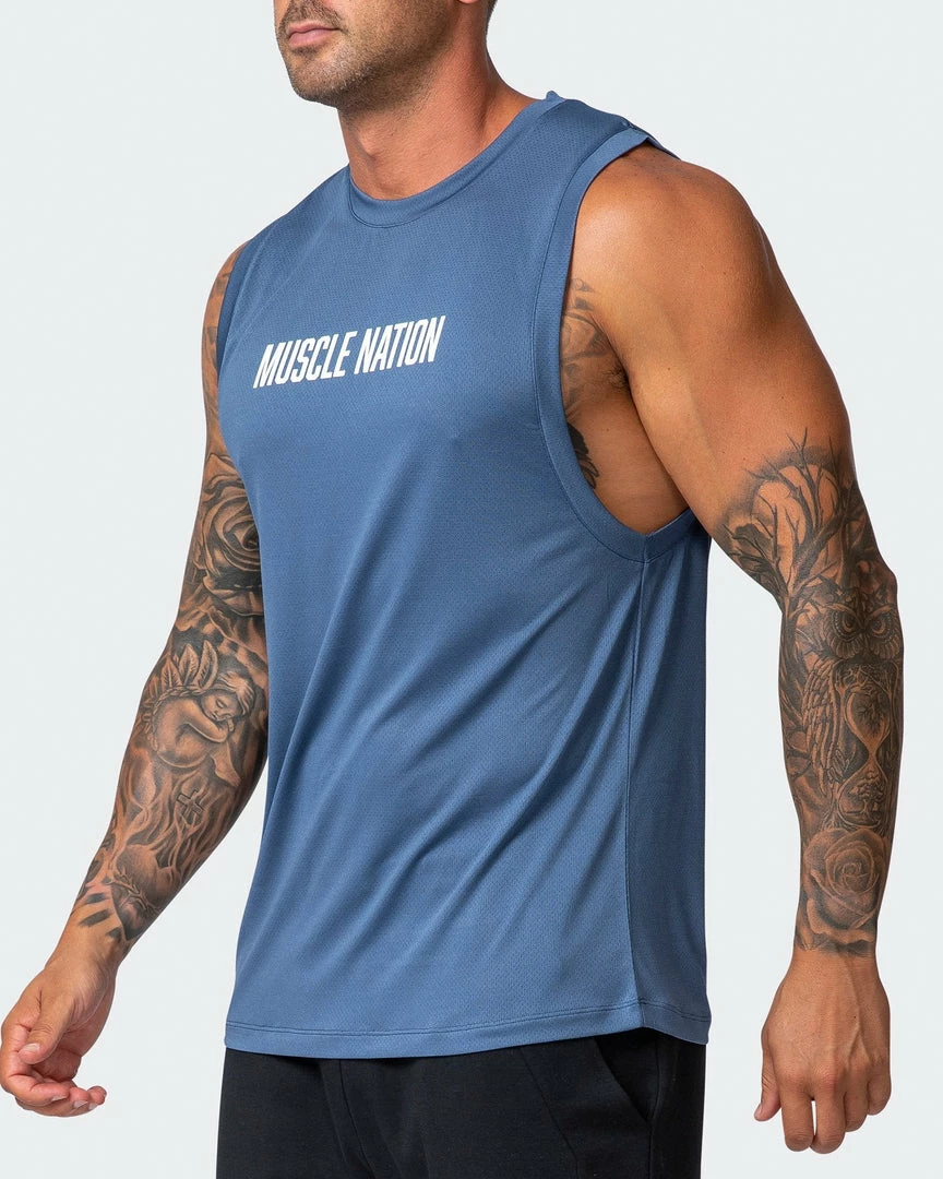 Muscle Nation Mens Burly Training Tank - Denim Blue 5 Muscle Nation Mens Burly Training Tank - Denim Blue