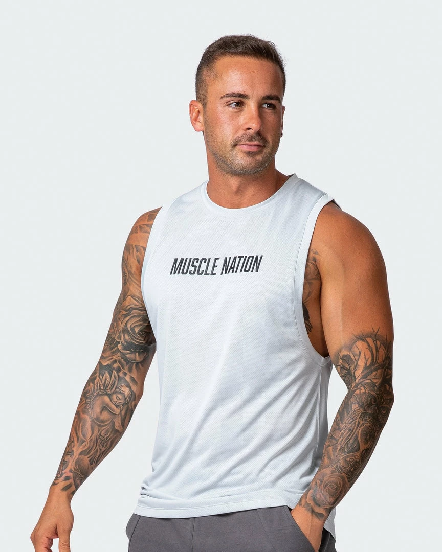 Muscle Nation Burly Training Tank - Light Grey Mens 3 Muscle Nation Burly Training Tank - Light Grey Mens