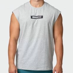 Muscle Nation 30% EOFY SALE Sleeveless Tee - Light Grey Marl