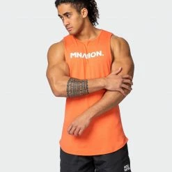 Muscle Nation Mens Drop Arm Tank - Hot Coral